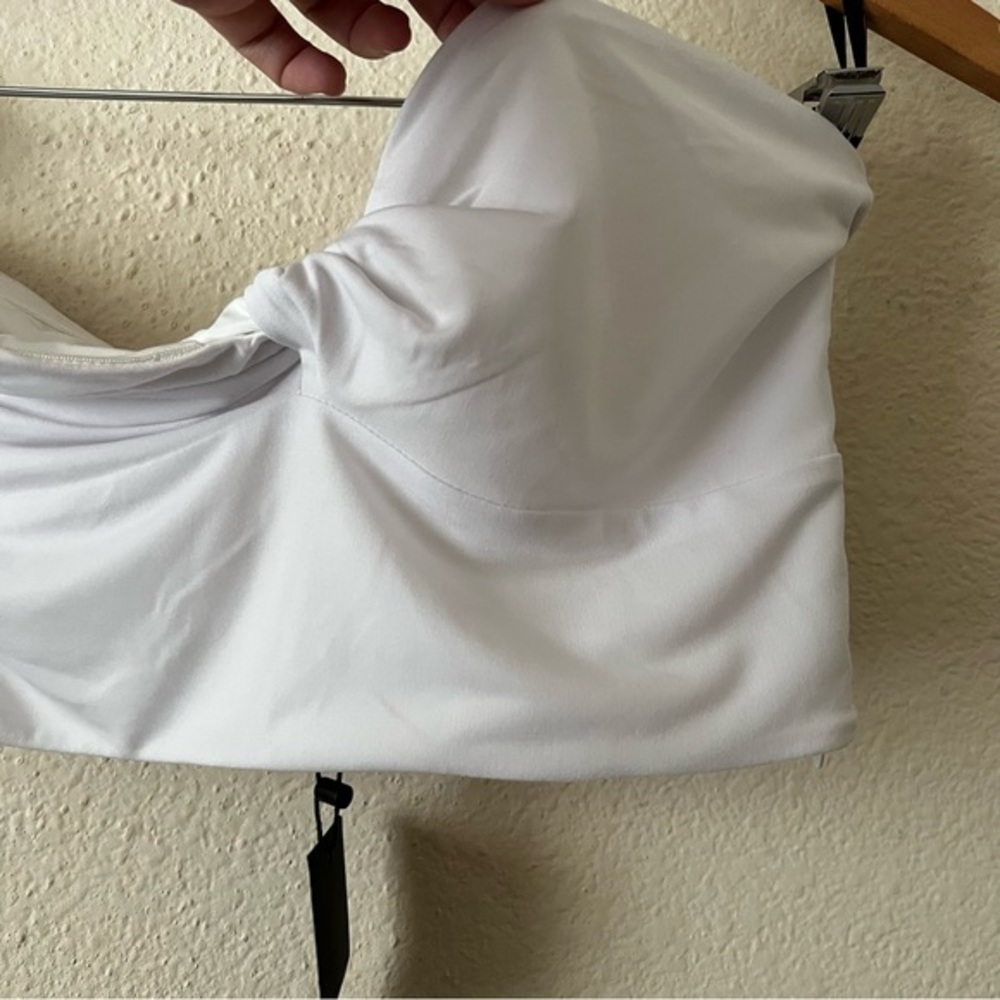 NBD White Strapless Twist Detail Halena Crop Top - Picture 6 of 12